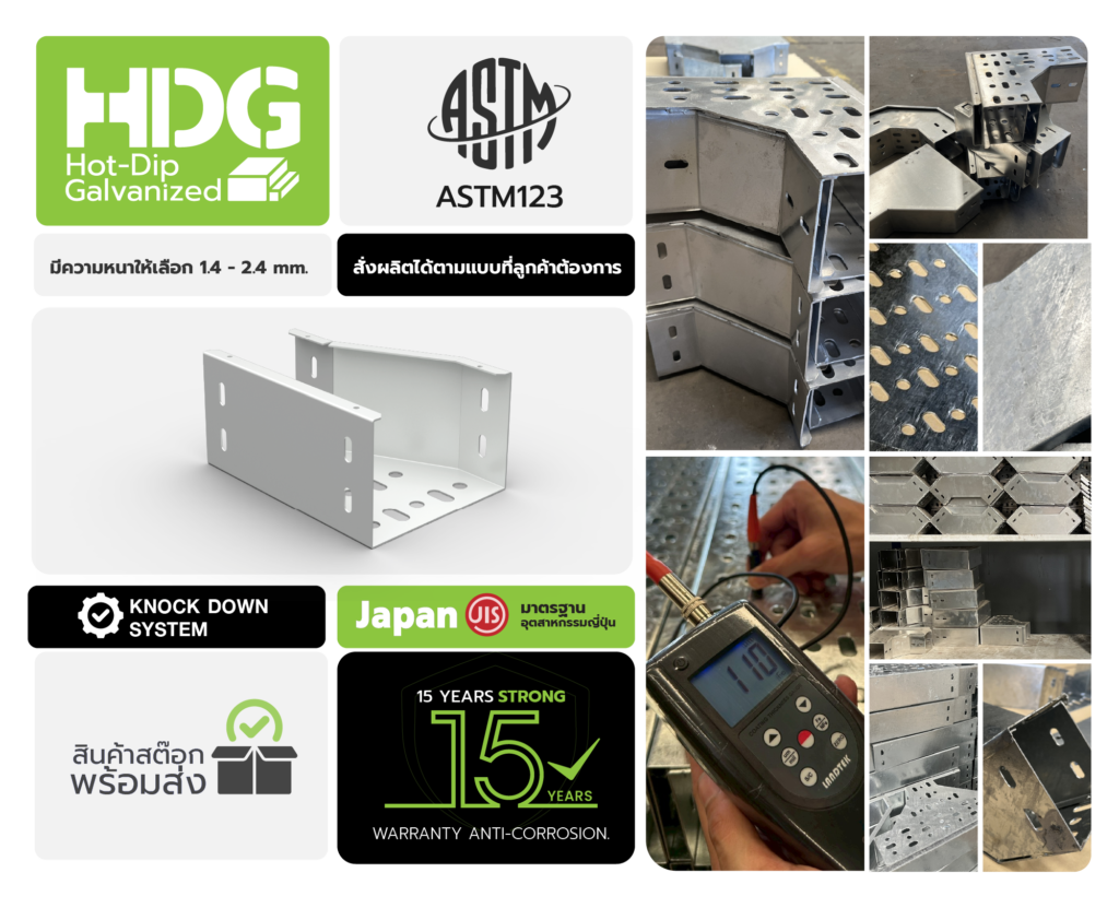 ข้อต่อลดขยาย Cable Tray Reducer SS400 HDG ASTM A123