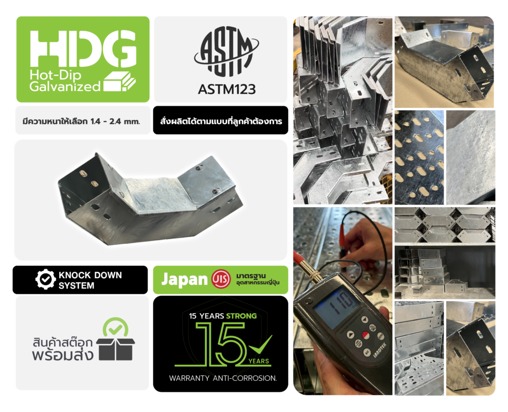 ข้อต่อรางไฟ Vertical Elbow HDG อายุการใช้งานยาวนาน