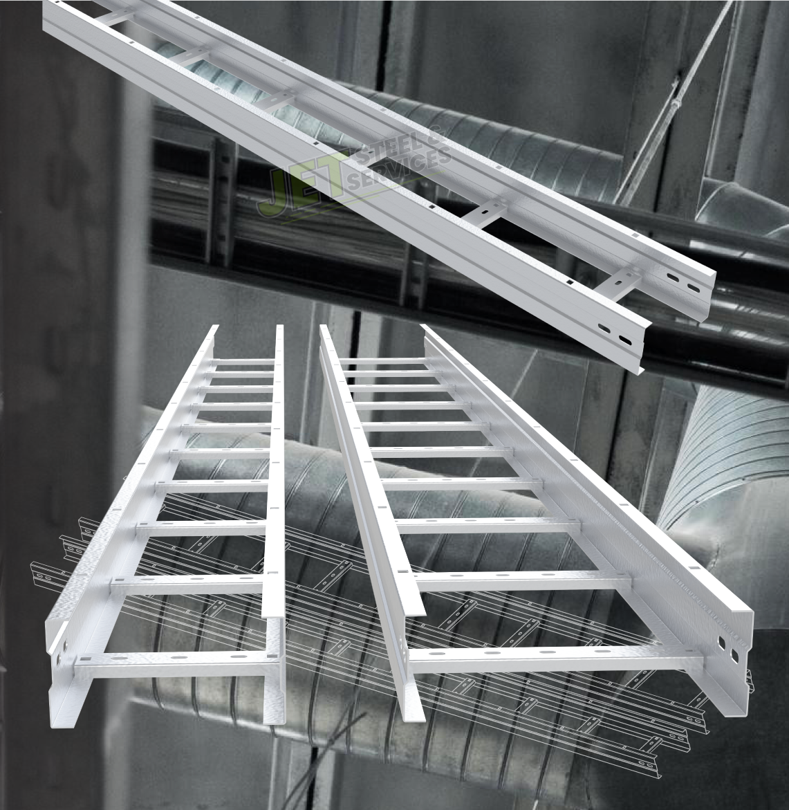 ติดตั้งรางไฟ Cable Ladder HDG บนผนังเมทัลชีทโรงงาน