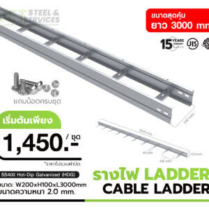 CABLE LADDER – รางบันไดเดินสายไฟ H100 × W200 × L3000 (2.0 mm)