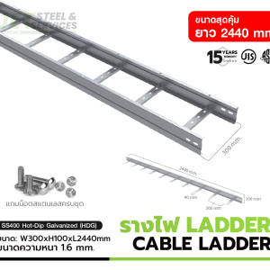 CABLE LADDER – รางบันไดเดินสายไฟ W300 × H100 × L2440 (1.6 mm)