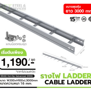CABLE LADDER – รางบันไดเดินสายไฟ H100 × W200 × L3000 (1.6 mm)