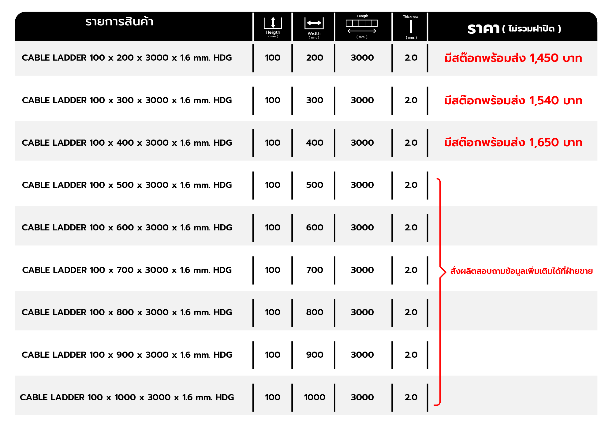 Cable Ladder HDG 100x300–400x3000 mm รางบันไดเหล็กชุบร้อนสำหรับโรงงาน