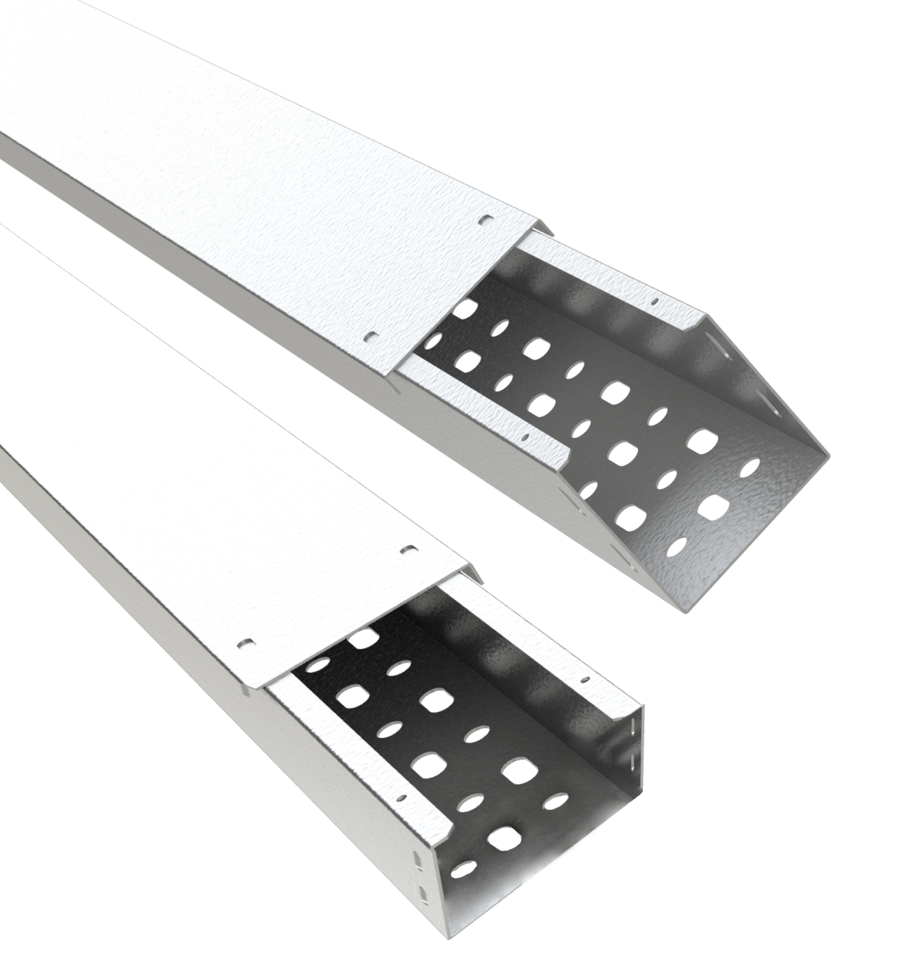 รางเดินสายไฟแบบปิดพร้อมฝาครอบ ผลิตจากเหล็กชุบสังกะสีแบบจุ่มร้อน (HDG) เหมาะสำหรับงานโรงงาน งานโซลาร์ และงานอุตสาหกรรมที่ต้องการความทนทานต่อสภาพอากาศ พร้อมส่งทุกขนาด