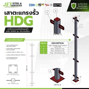Highway Fence Panels  แผงรั้วทางด่วน – เสายึดแผงรั้วขนาดความสูง 2 เมตร